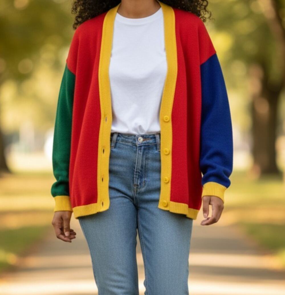 David Smith Button Up Cardigan Sweater Multicolor Women's Small USA Vintage